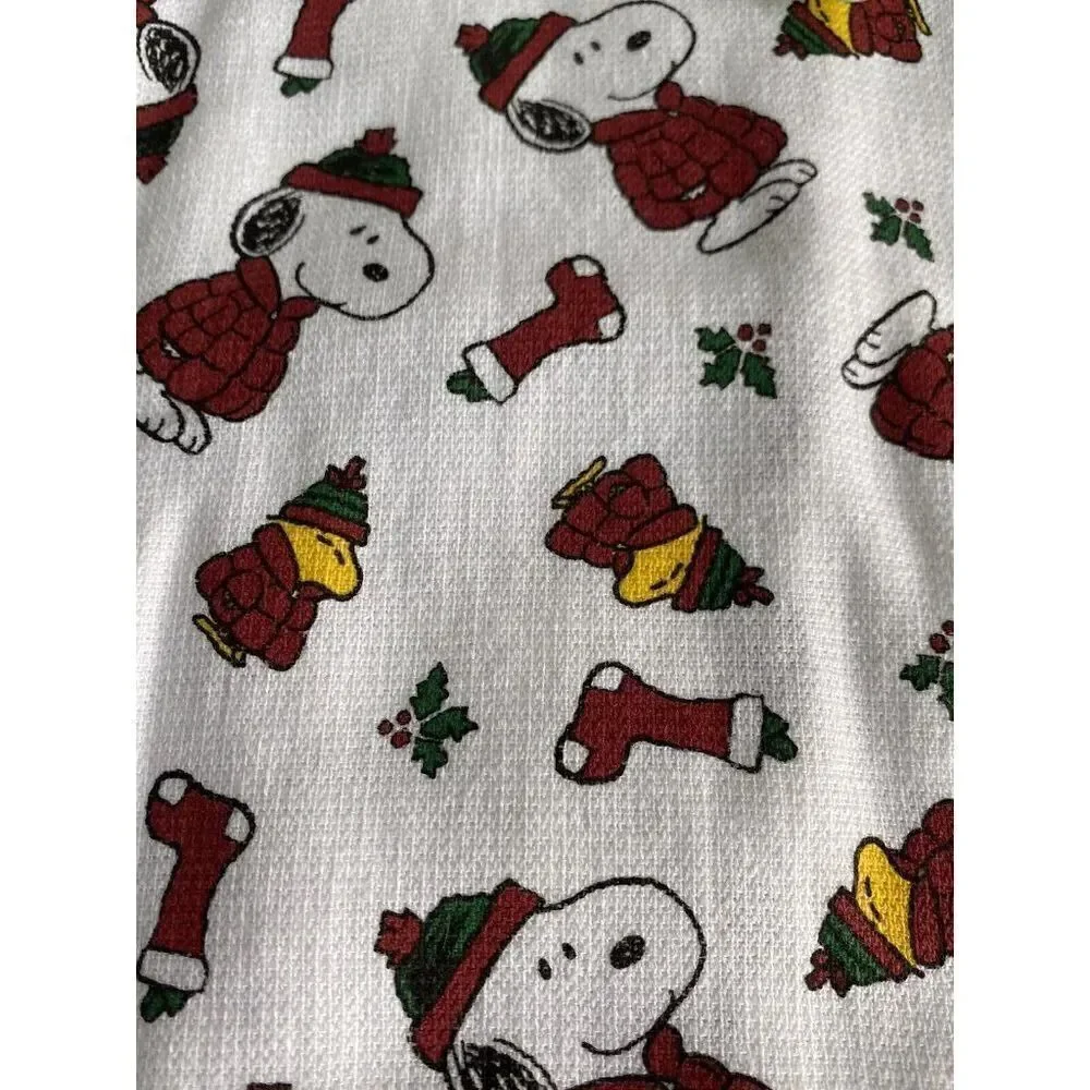 2 Pack Peanuts Snoopy Woodstock Puffy Coat Christmas Kitchen Towels 16 X 26